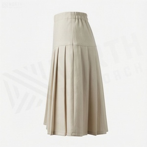 Women Pleated Mini <b>Skirt</b> <b>Elastic</b> Waist Solid Color Soft Woven Fabric All Seasons Casual Style - Product Image 3