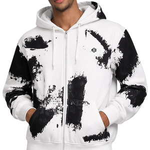 Sweat-shirts à capuche zippés personnalisés avec logo pour hommes, design éclaboussures de peinture, streetwear, molleton épais, fabricant OEM, approvisionnement en gros - Product Image 2