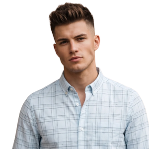 Light Blue Plaid <b>Men</b> <b>Flannel</b> <b>Shirt</b> Long Sleeve Button Down Checkered Casual <b>Shirt</b> Soft Brushed Fabric Everyday Streetwear - Product Image 3