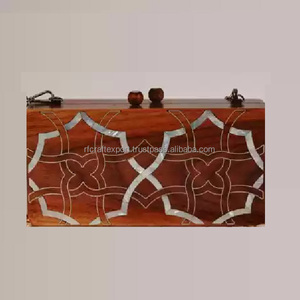 Bolso de noche hecho a mano antiguo Vintage de madera para mujer, caja de fiesta multimosaico, bolso de noche hecho a mano de La India - Product Image 6