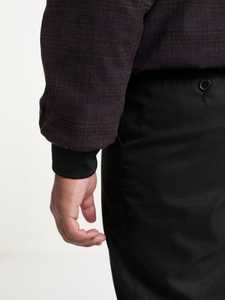 Blouson Bomber Homme Violet à Carreaux Col Montant Fermeture Éclair Logo Personnalisé au Dos Coupe Droite Décontracté Automne - Product Image 4