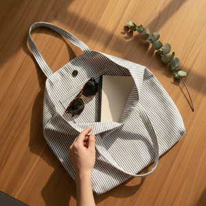 Eco-Friendly Sustainable Cotton Tote <b>Bag</b> with Non-Woven Handle <b>Medium</b> <b>Size</b> Letter Pattern-Reusable Fashion Wholesale Bulk - Product Image 5