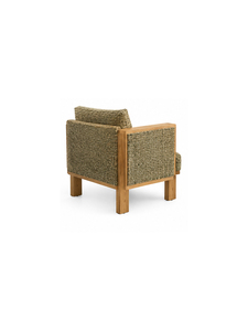Sillón Moderno Rústico de Madera Maciza con Tapicería Texturizada y Cojín, Sillón de Mediados de Siglo para Sala de Estar u Hotel - Product Image 3
