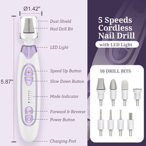 Máquina de Taladro de Uñas Eléctrica Portátil de 4500 RPM, <span class=keywords><strong>Lima</strong></span> de Uñas Recargable, Pulidora para Uñas de Gel, para Manicura en Casa o Salón - Product Image 5