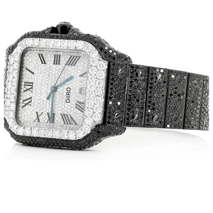 Montre Moissanite Iced Out avec cadran carré, bracelet en acier inoxydable, mouvement mécanique, montre-bracelet de luxe unisexe tendance - Product Image 3