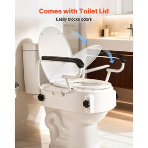 Rialzo per WC con Capacità di Carico di 136 Kg, Altezza Regolabile su 3 Livelli, Sedile Allargato, Attrezzatura di Sicurezza per Bagno - Product Image 6