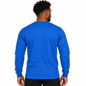 Phi Beta Sigma Royal Blue <b>Long</b> <b>Sleeve</b> <b>T</b> <b>Shirt</b> with Blue <b>White</b> Greek Letter Chest Design O Neck Ribbed Cuffs Unisex Greek - Product Image 2
