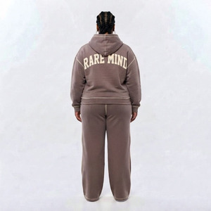Conjunto de chándal con capucha y cremallera completa para mujer, talla grande, de algodón, pantalones deportivos, ajuste holgado informal, ropa de invierno - Product Image 3