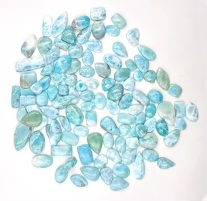 Pierres précieuses naturelles de Larimar de qualité AAA, cabochons bleu océan, pierres polies en vrac, formes et tailles variées, vente en gros pour la fabrication de bijoux - Product Image 1