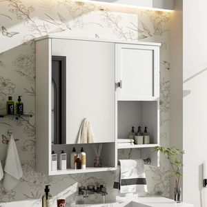 Armadietto da Bagno Moderno a Parete 29 X 28 con Specchio, Salvaspazio, per Stoccaggio in Bagno - Product Image 2