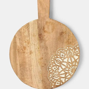 Tabla de Cortar Redonda de Madera Hecha a Mano, Duradera, de Alta Calidad, Tabla para Servir Queso, Bloques de Cortar Duraderos y Fáciles de Usar - Product Image 1