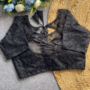 Party Wear Schiffli Embroidery Work With Sequence And Thread Work Readymade Blouse - Product Image 3