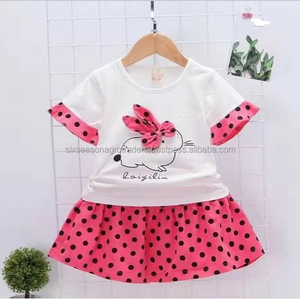 Conjunto de Ropa para Niñas de 4 a 10 Años, Vestido de Verano con Falda Personalizada, Volantes de Algodón, Mini Vestido de Moda con Puntos, 2 Piezas - Product Image 2