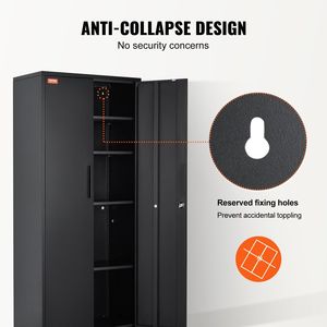 Armoire de rangement métallique à 2 portes avec verrouillage en acier, 4 étagères réglables, capacité de 71 lb, étagères de garage avec capacité de 200 lb - Product Image 5