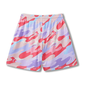 Shorts de basketball pour hommes, style streetwear, avec logo personnalisé, imprimé intégral, en maille respirante, séchage rapide, taille mi-haute élastique de 5 pouces - Product Image 4