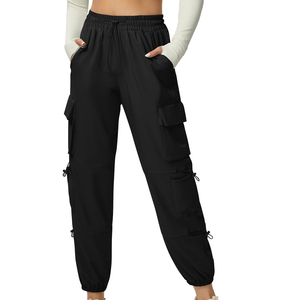 Sweatpants for Men Women Elastic Waist Flat Front Washed Custom Logo High-Waisted Baggy Cargo Jogger Pants Plus Size Summer - Product Image 1