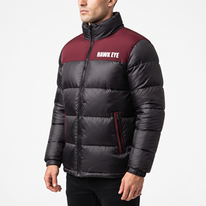Wholesale High Quality Color Block Winter Puffer Jacket For Men Quilted Stand Collar Warm <b>Padded</b> <b>Coat</b> Full Zip Pocket Jacket - Product Image 3