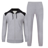 Erkek Gri Kapüşonlu Polyester/Pamuk Sokak Spor Eşofman Takımı Nefes Alabilen Örme Sweatshirt Pantolon İpli Rahat Sonbahar Giysisi