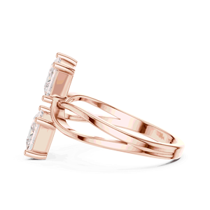 แหวนหมั้นเพชรแล็บโกรว์ทรงเจ้าหญิงคู่ ทองคำแท้ 18K สี E แบบ Unisex ดีไซน์ Bypass  พร้อมจี้ Toi Et Moi - Product Image 4