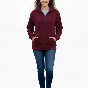 Sweat-shirt à demi-zip pour femme, pull à manches longues, haut décontracté avec col montant, pour un usage quotidien - Product Image 1