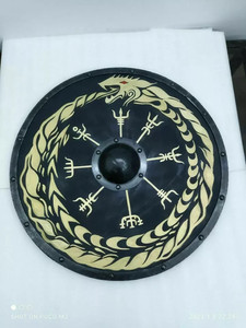Escudo Vikingo Medieval de 24 Pulgadas, Hecho a Mano en Acero, con Recubrimiento en Polvo Negro, Patrón Animal Vintage, Escudo Decorativo de Pared Histórico - Product Image 2