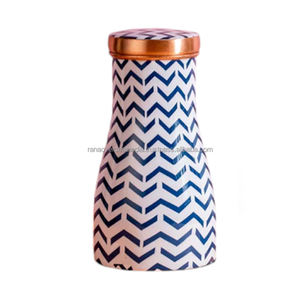 Handmade Eco Friendly 100 % Pure Copper <b>Water</b> <b>Jar</b> Zig Zag Enameled Print Bedside Carafe for Drinking <b>Water</b> at Low Price - Product Image 6