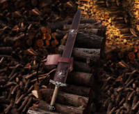 Conan Barbarian 5160 Kohlenstoffstahl Mittelalterliche Atlantische Requisiten-Axt Schwert HRC 58-60 Full-Tang-Griff Camping Bowie Messer OEM