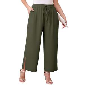 Pantalon de détente pour femme, coupe large, longueur mollet, taille haute, avec cordon de serrage, décontracté, léger, ample, en Spandex/Polyester, respirant - Product Image 3