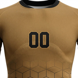 Ensemble de maillots de football personnalisés pour hommes, imprimé or et noir, sublimé, évacuation de l'humidité, 100% polyester, manches courtes, col rond - Product Image 5
