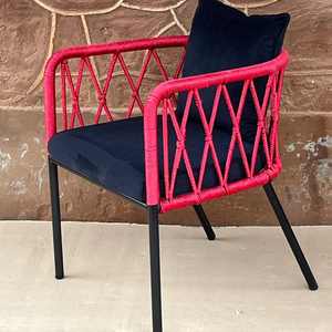 Chaise de jardin en filet avec corde tressée, structure en acier inoxydable durable, coussin imperméable pour hôtels et restaurants - Product Image 1