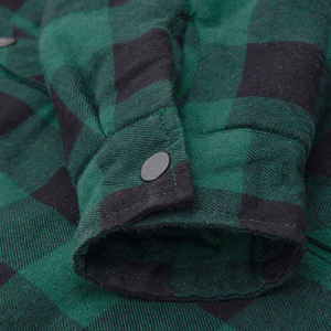Men's Green Plaid Hooded <b>Flannel</b> Shirt <b>Jacket</b> With Quilted Lining Windproof Casual Winter Wear Regular Fit - Product Image 4