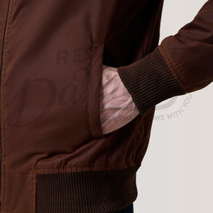 Chaqueta Bomber Marrón para Hombre, Ligera, Informal, Estilo Aviador, Corte Ajustado, Cortavientos, Chaqueta Harrington de Lona de Algodón - Product Image 6