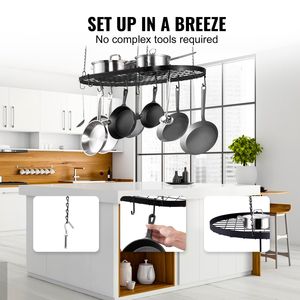 Portavasi Sospeso da 32 Pollici con Montaggio a Soffitto e 12 Ganci a S, Capacità di Carico 80 Libbre, Soluzione di Stoccaggio per Cucina - Product Image 6
