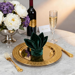 Grandes assiettes de présentation dorées réutilisables pour la vaisselle, élégantes pour la mise en table ronde, décoration de mariage, banquet et événements - Product Image 4