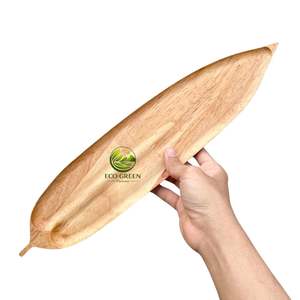 Plateau de service en bois naturel en forme de feuille, style Art Déco, avec motif floral en marbre et fonction de changement de couleur, pour le thé, les collations, la décoration et la vaisselle de table. - Product Image 1