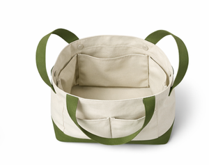 Bolsas de Compras de Lona 100% Algodón, Resistentes, con Logotipo Personalizado, Bolsa de Supermercado Grande, Verde y Blanca, con Dos Bolsillos y Asa Superior - Product Image 4