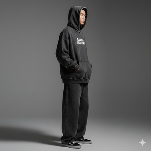 Sudadera con capucha y pantalones deportivos Ranzia personalizados de talla grande, ecológicos, con pedrería, cremallera completa, bordado desgastado y parches - Product Image 4