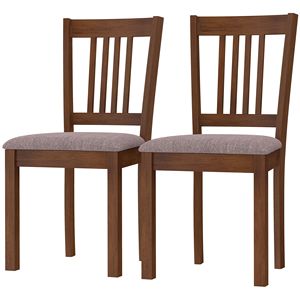 Set di 2 Sedie da Pranzo Imbottite in Lino con Gambe in Legno di Gomma Noce Taupe per Sala da Pranzo e Soggiorno - Product Image 1