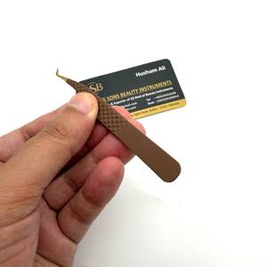 Pinza para Pestañas de 45 Grados en Color Marrón Dorado, Pinza de Acero Inoxidable de Precisión con Logotipo Personalizado para Extensión de Pestañas de Volumen - Product Image 4