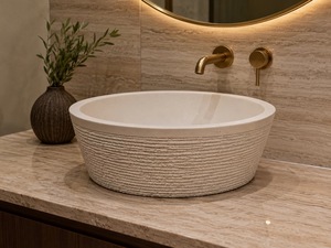 Vasque ronde en marbre naturel, sculptée à la main, moderne, pour salle de bain de luxe, hôtel, salle à manger, fournisseur en gros - Product Image 5