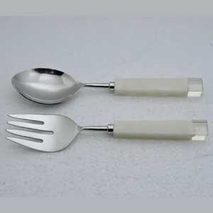 Juego de Cubiertos de Acero Inoxidable de Estilo Moderno y a la Moda con Mangos de Resina Morada y Acabado Espejo, Juego de 2 Piezas - Product Image 3