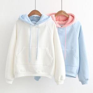 Sudadera con Capucha de Forro Polar para Mujer, Informal, de Otoño e Invierno, de Color Sólido, Cálida, Holgada, con Logotipo Frontal Personalizado, 100% Algodón, ODM - Product Image 2