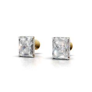 Clásicos Pendientes de Diamantes con Corte Asscher en Oro Sólido de 18K, Engaste de Bisel, Joyería Fina para Mujer, Estilo Geométrico para Boda - Product Image 1