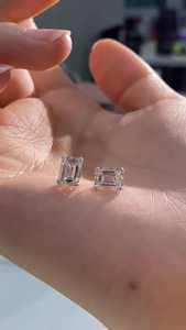 1.01CT Emerald Cut Stud <b>Earrings</b> Moissanite With 925 Sterling Silver For Women's <b>Fine</b> Party Jewelry Charms Gift For Friends - Product Image 1