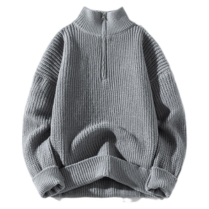 Custom Winter <b>Men's</b> Half Zip Sweater <b>Men</b> Quarter Zip Sweater Knitted Winter Clothing Solid Color Winter Wear - Product Image 5