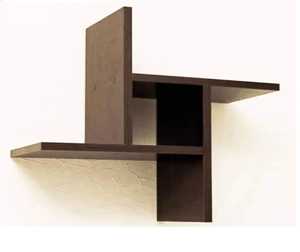 Cross Intersecting <b>Wall</b> Mounted Corner Shelf Dark Brown Wooden <b>Floating</b> Shelf <b>Unit</b> Modern Geometric Storage Bookshelf - Product Image 1