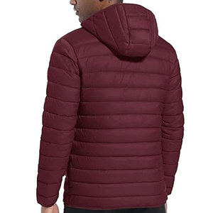 Premium Men's Hooded Canvas Puffer <b>Jacket</b> Lightweight Quilted Insulated with Front Logo for Outdoor Winter Travel and Daily Wear - Product Image 2