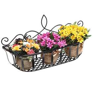 Iron wall mounted flower <b>basket</b> <b>plant</b> holder garden decor balcony patio outdoor home terrace ornament farmhouse showpiece decor - Product Image 3