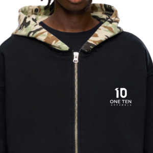 Men's Classic <b>Zip</b> Hoodie with Camo <b>Hood</b> Full <b>Zip</b> Fleece Sweatshirt Cotton Blend Casual Outerwear for Daily Wear and Street Style - Product Image 3