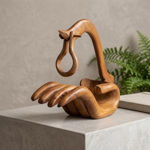 Soporte decorativo de madera con forma de palma de la mano para botellas de vino, perfecto para la decoración de la mesa del bar en casa y como regalo de la India. - Product Image 4